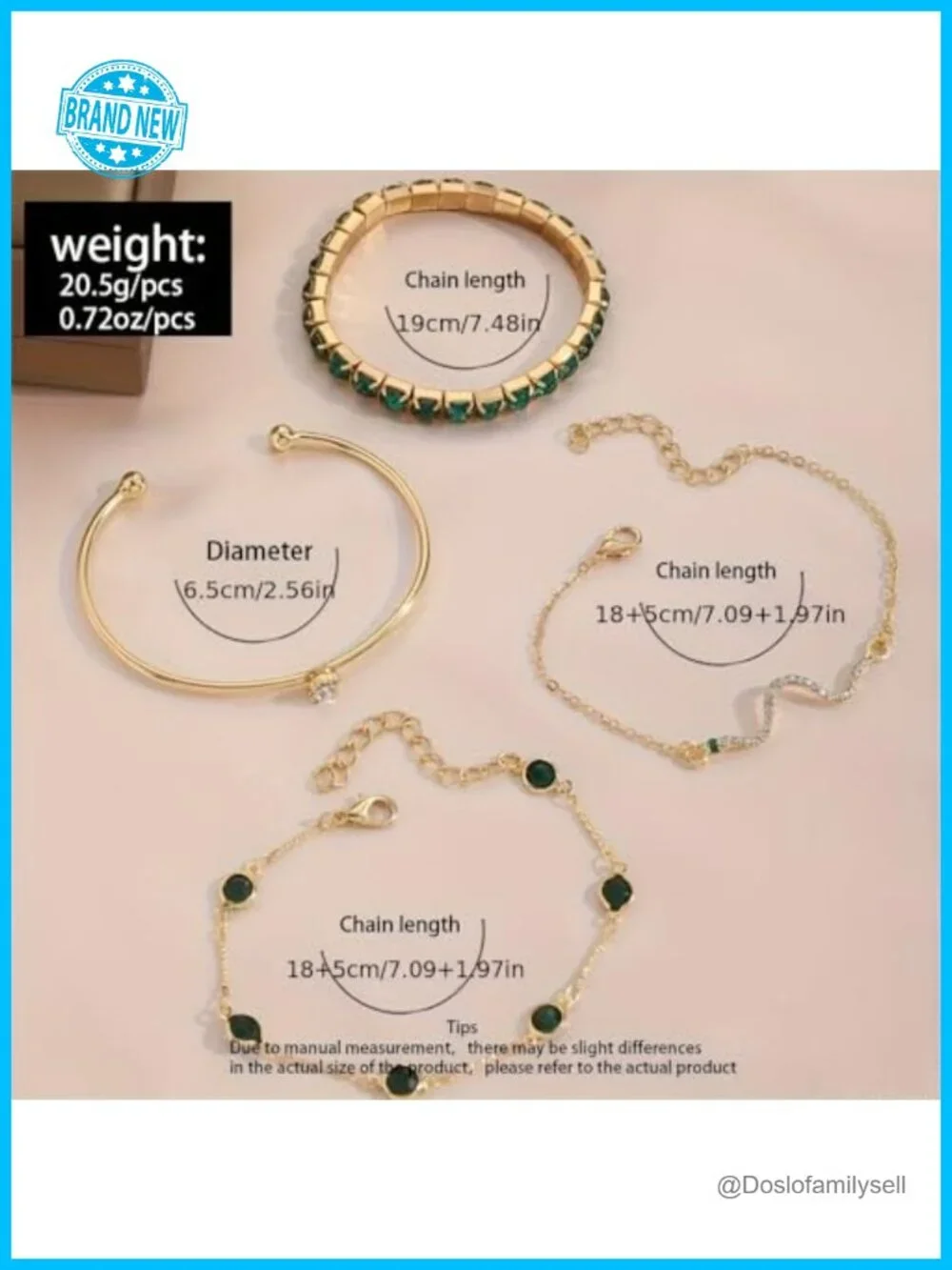 4-Piece Gold Tone Crystal Bracelet Set, Rhinestone Chain & Cuff Bangles,